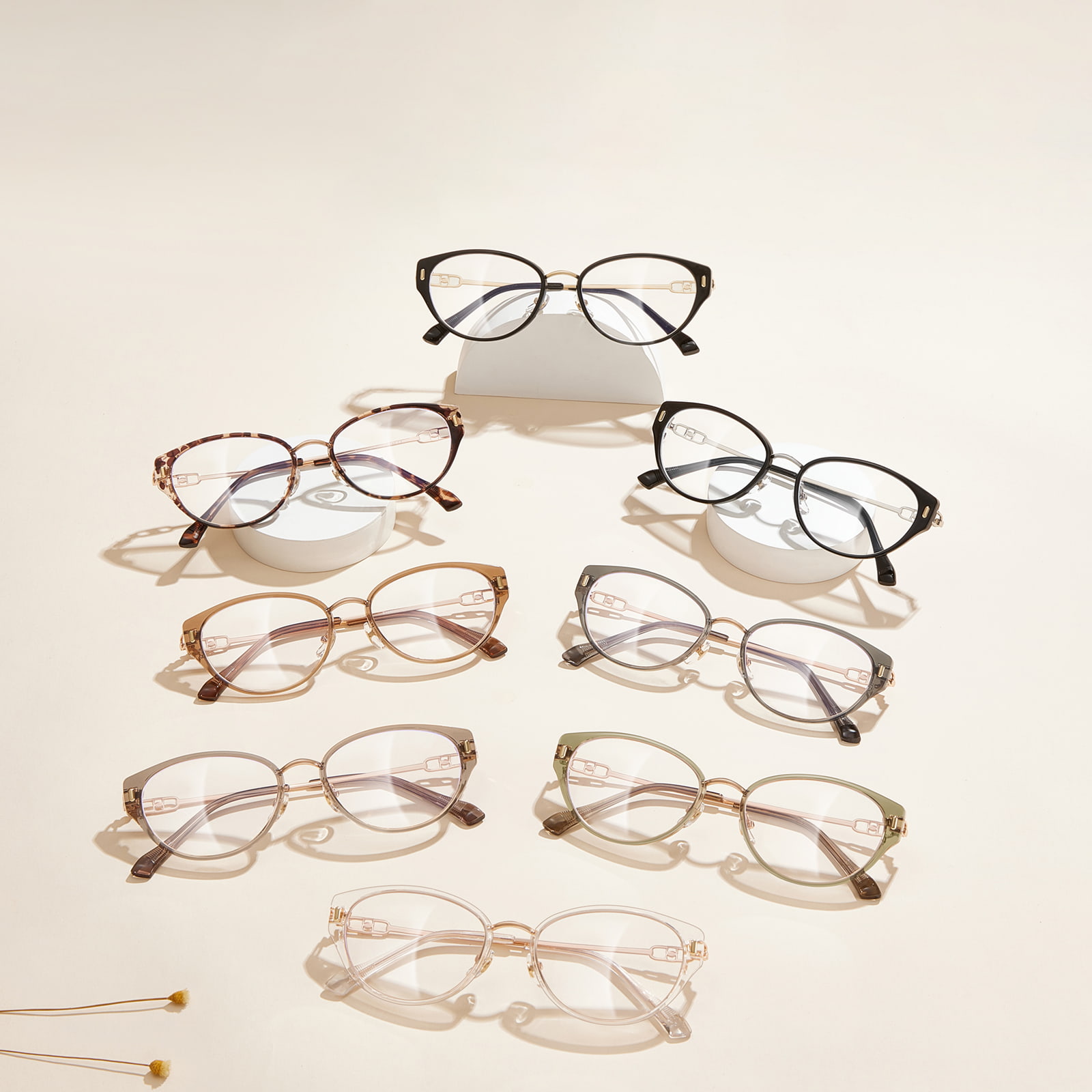 S12008 Cat-Eye Hollow Inner Ring 안티 블루라이트 안경